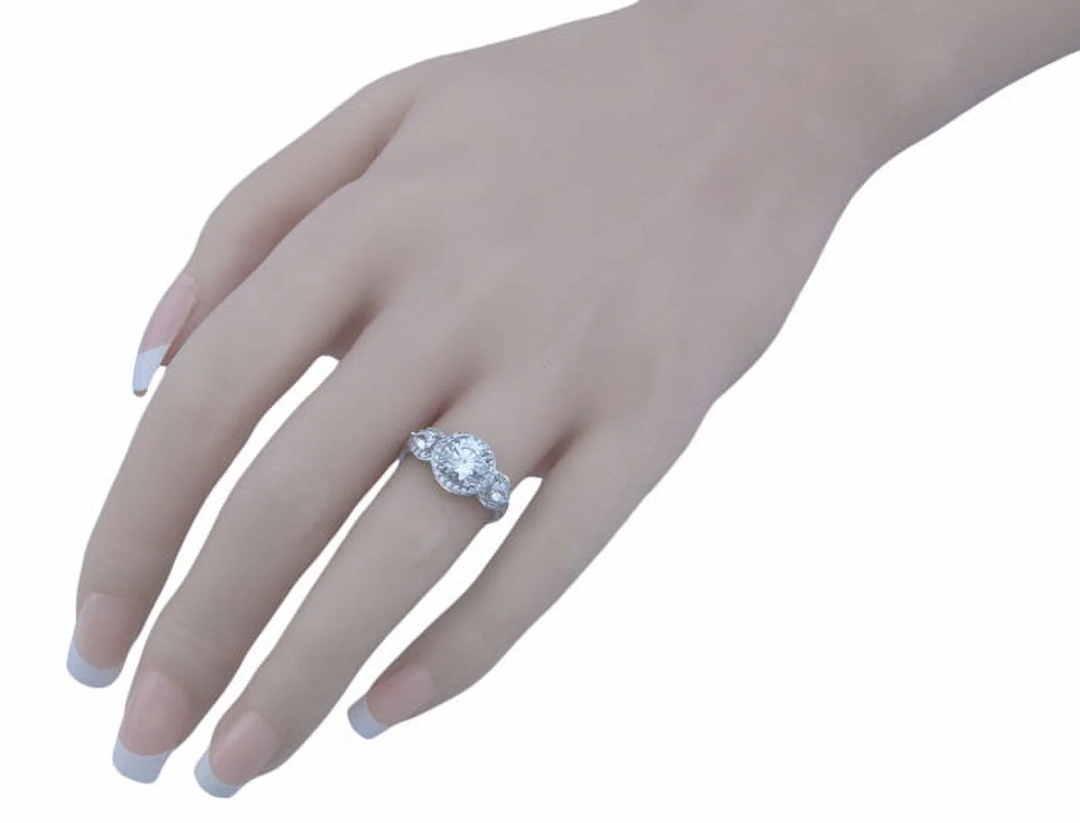 925 Sterling Silver Three Stone Halo Promise Ring L4822
