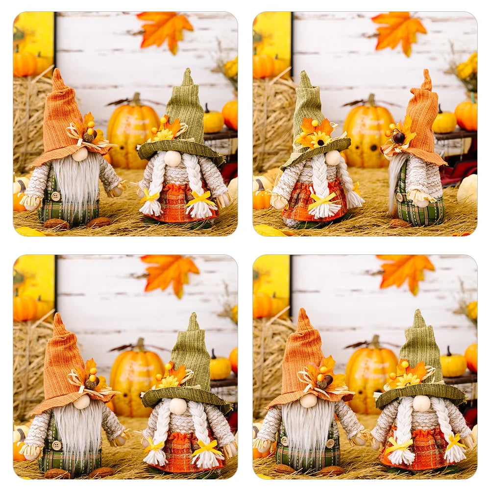 2 Pcs Thanksgiving Harvest Gnome Elf Desktop Party Decor E60642