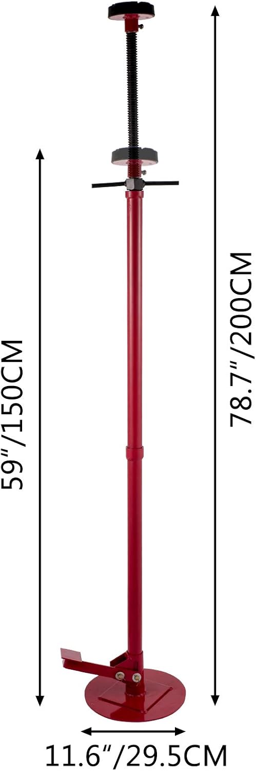 Underhoist Stand 3/4 Ton Capacity Pole Jack Heavy Duty Jack Stand Car Support Jack Lifting from 1.5 m to 2.0 m, Round Base, with Pedal, Red Pack of 2 B643279