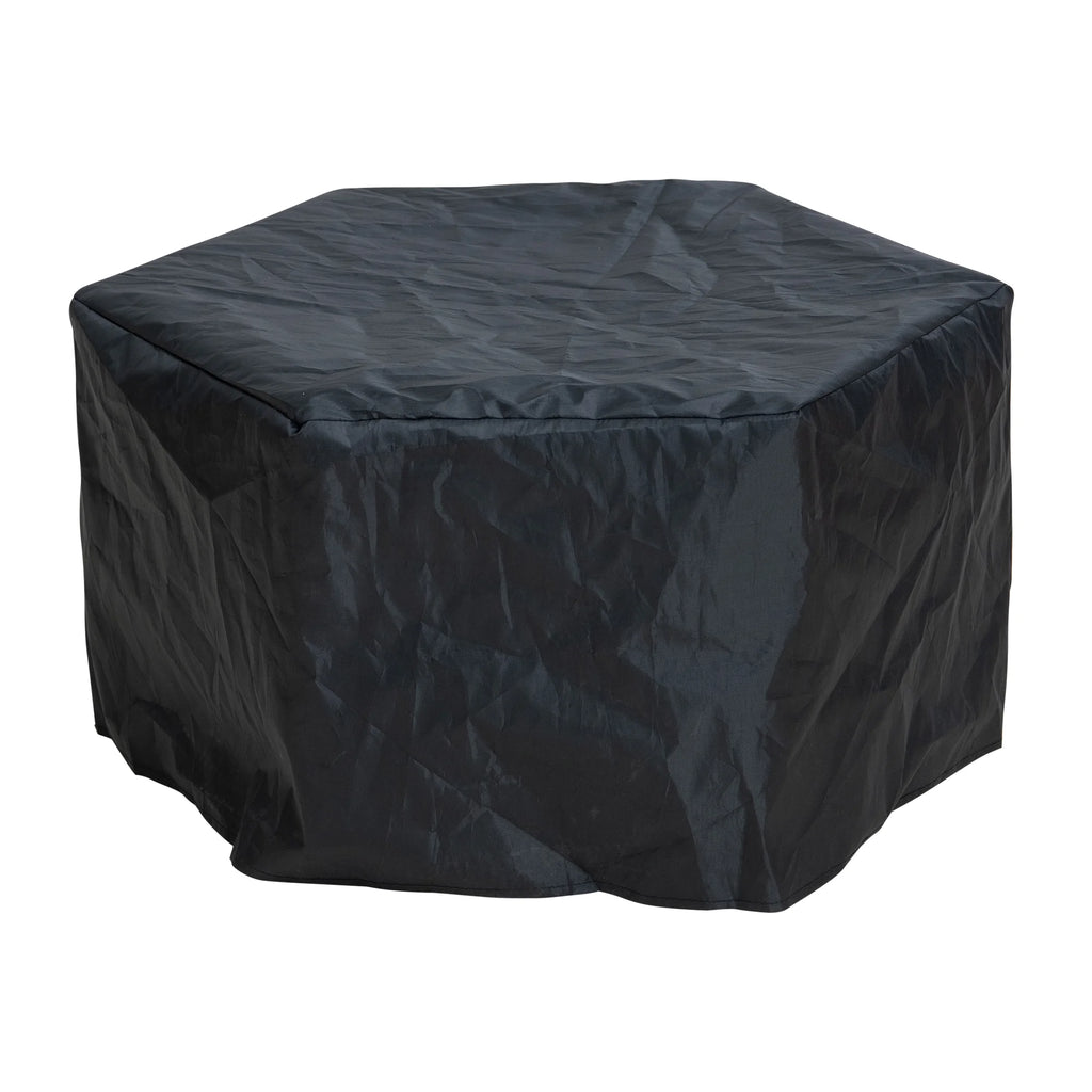 Black Hexagonal Smokeless Fire Pit with PVC Cover and Fire Poker D88520