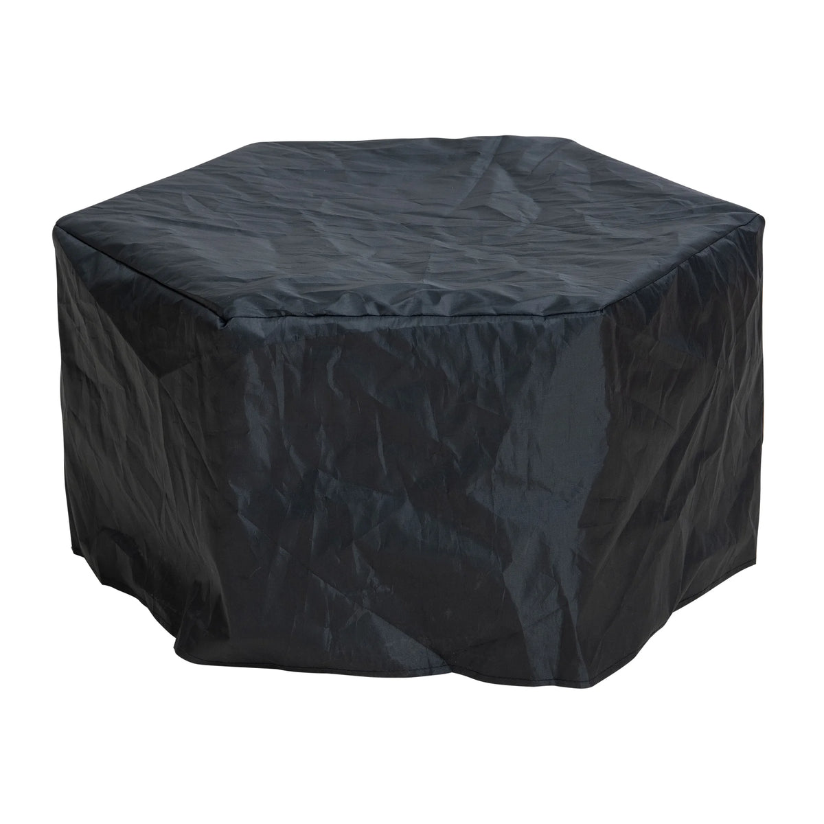 Black Hexagonal Smokeless Fire Pit with PVC Cover and Fire Poker D88520