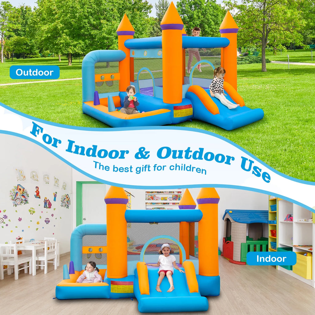 5-in-1 Inflatable Bounce Castle with Ocean Balls & 735W Blower L837899