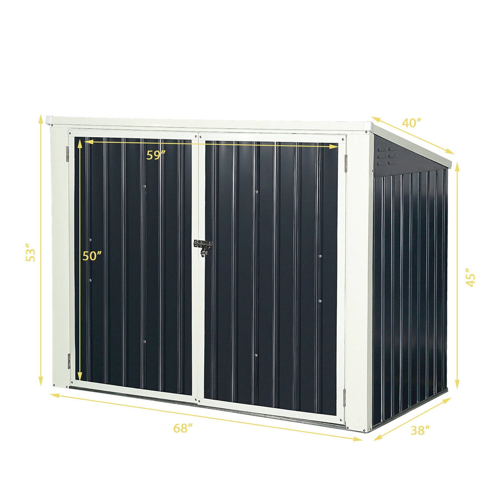 Grey Horizontal Storage Shed 68 Cubic Feet A174