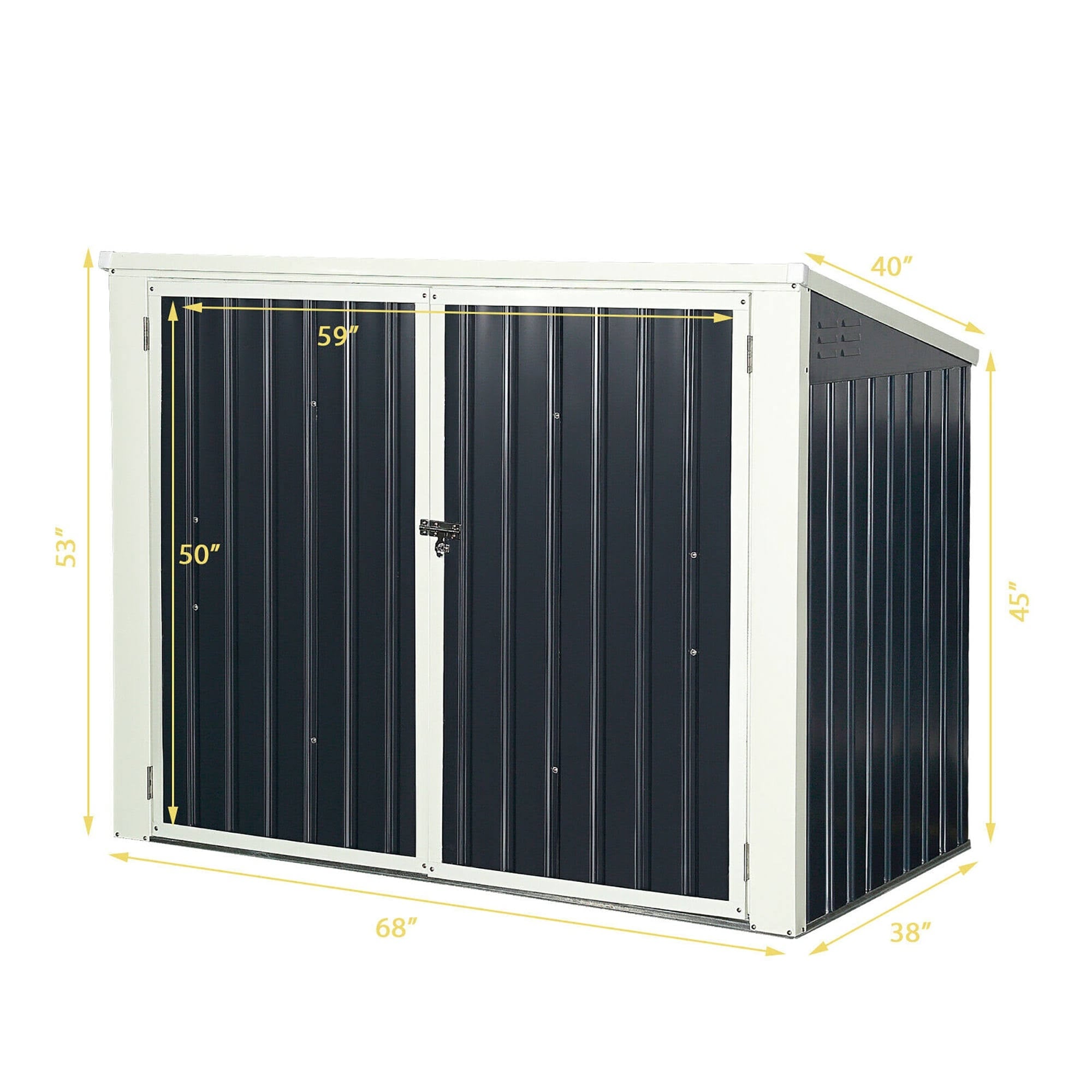 Grey Horizontal Storage Shed 68 Cubic Feet A174