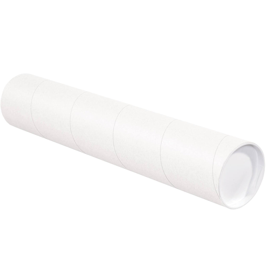 White Mailing Tubes with Caps E44809