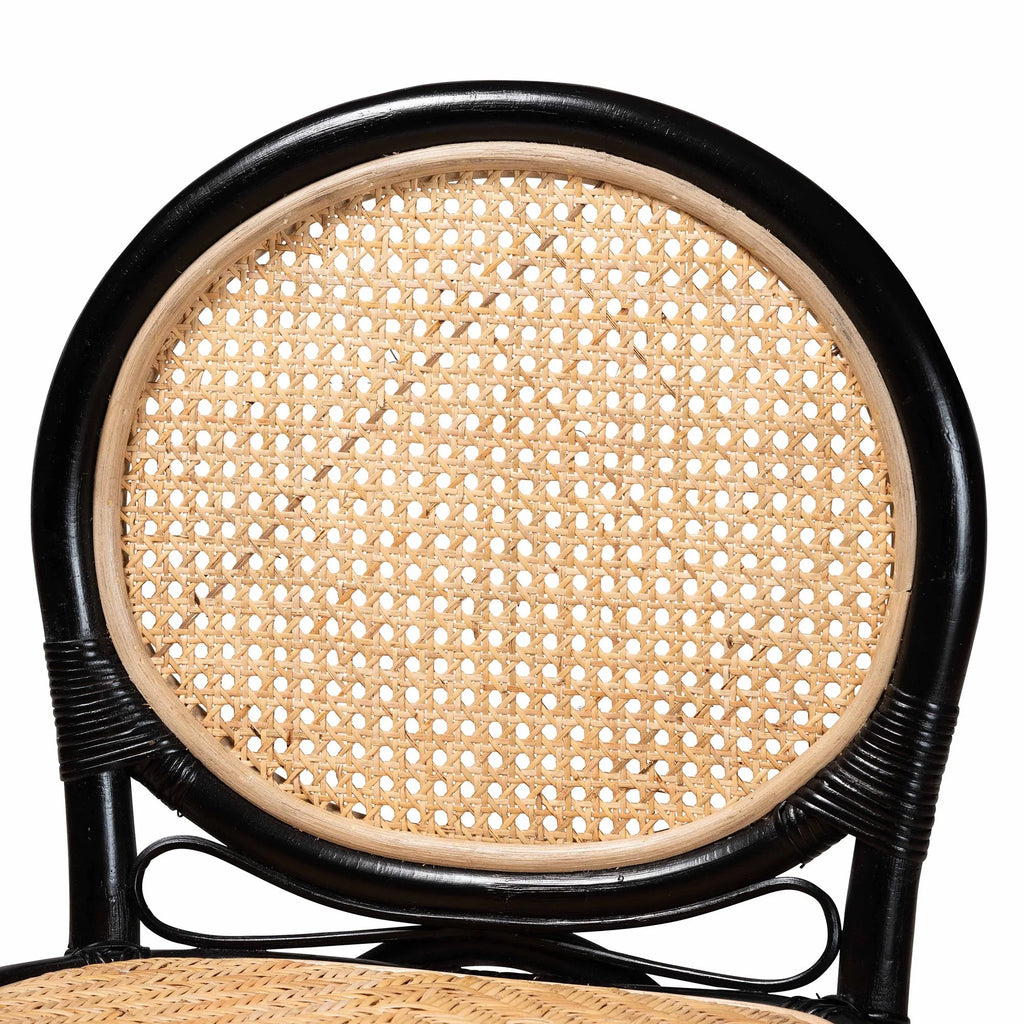 Two-Tone Black and Natural Brown Rattan Counter Stool A8227