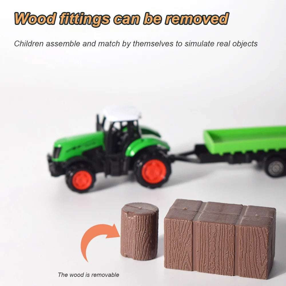1:64 3PCS Die-Cast Metal Farm Tractors Truck and Trailers Set Toy G58919