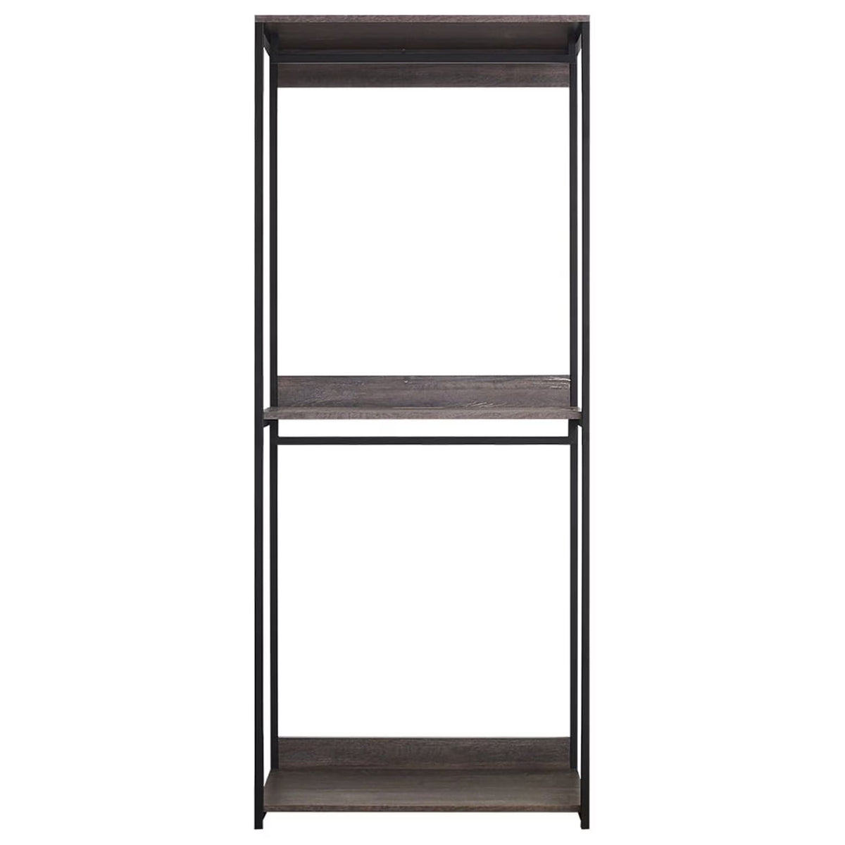 Rustic Gray Wood Walk-in Closet Organizer with Shelf W34786