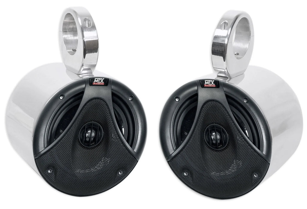6.5" 150 Watt Silver Marine Boat Wakeboard Tower Speakers D407