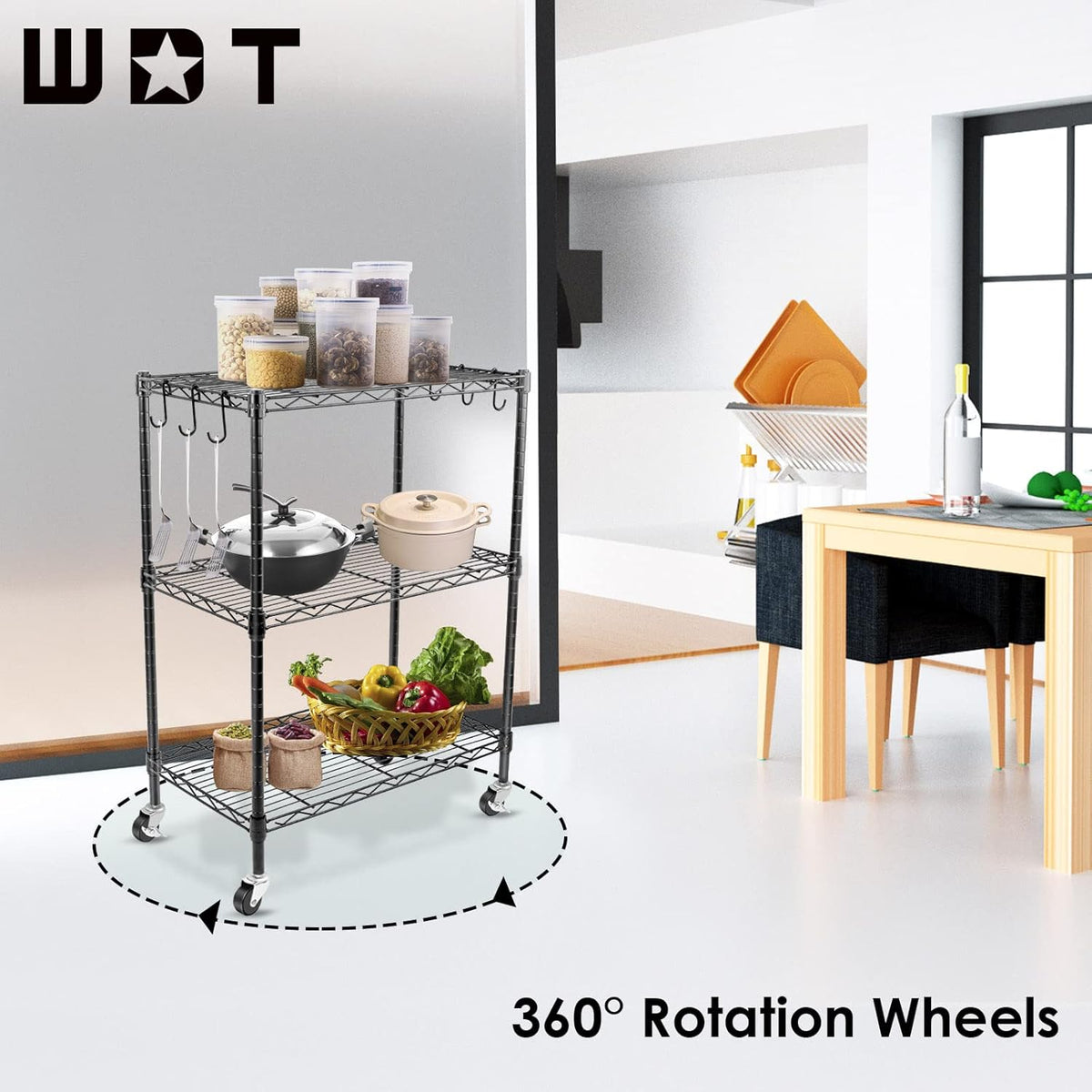 Black Adjustable Heavy Duty Metal Shelving Storage Rack on Wheels Casters G121578