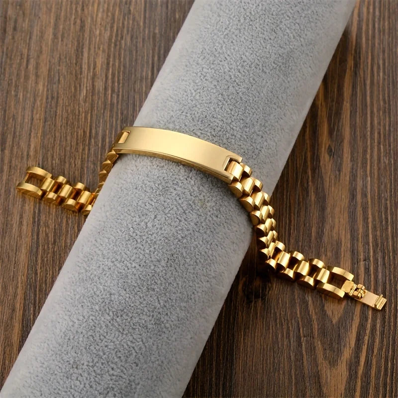 18K Gold Plated Stainless Steel 316L Men's Bracelet Y7176