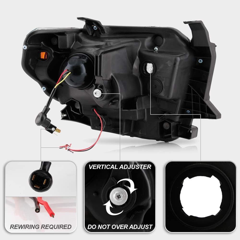 Black LED Quad Projector Headlights for 2014-2017 Toyota Tundra SR SR5 D71101