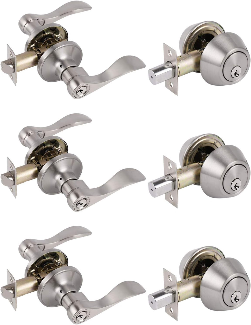 Oil Rubbed Bronze Exterior Entry Lever and Single Cylinder Deadbolt Combo Pack, Keyed Alike Lockset Handleset P274
