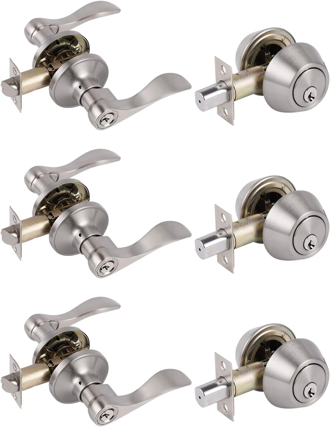 Oil Rubbed Bronze Exterior Entry Lever and Single Cylinder Deadbolt Combo Pack, Keyed Alike Lockset Handleset P274