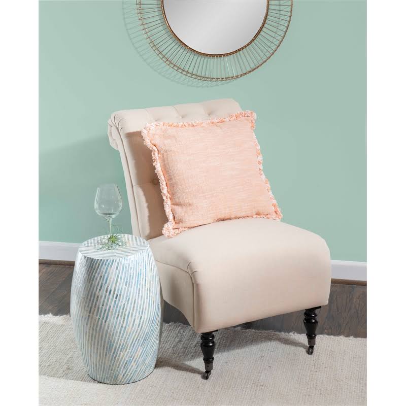 Light Blue Capiz Drum Table V878268