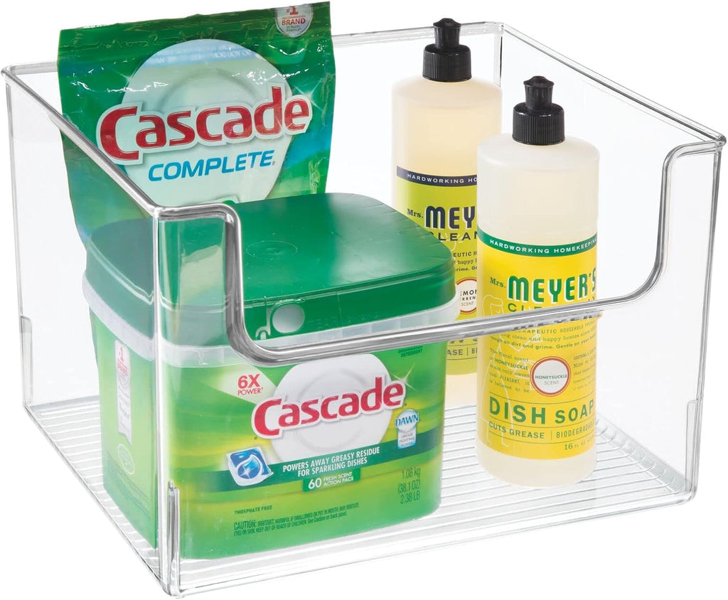 Clear Plastic Open Front Storage Organizer Bin Basket, 6 Pack M3108