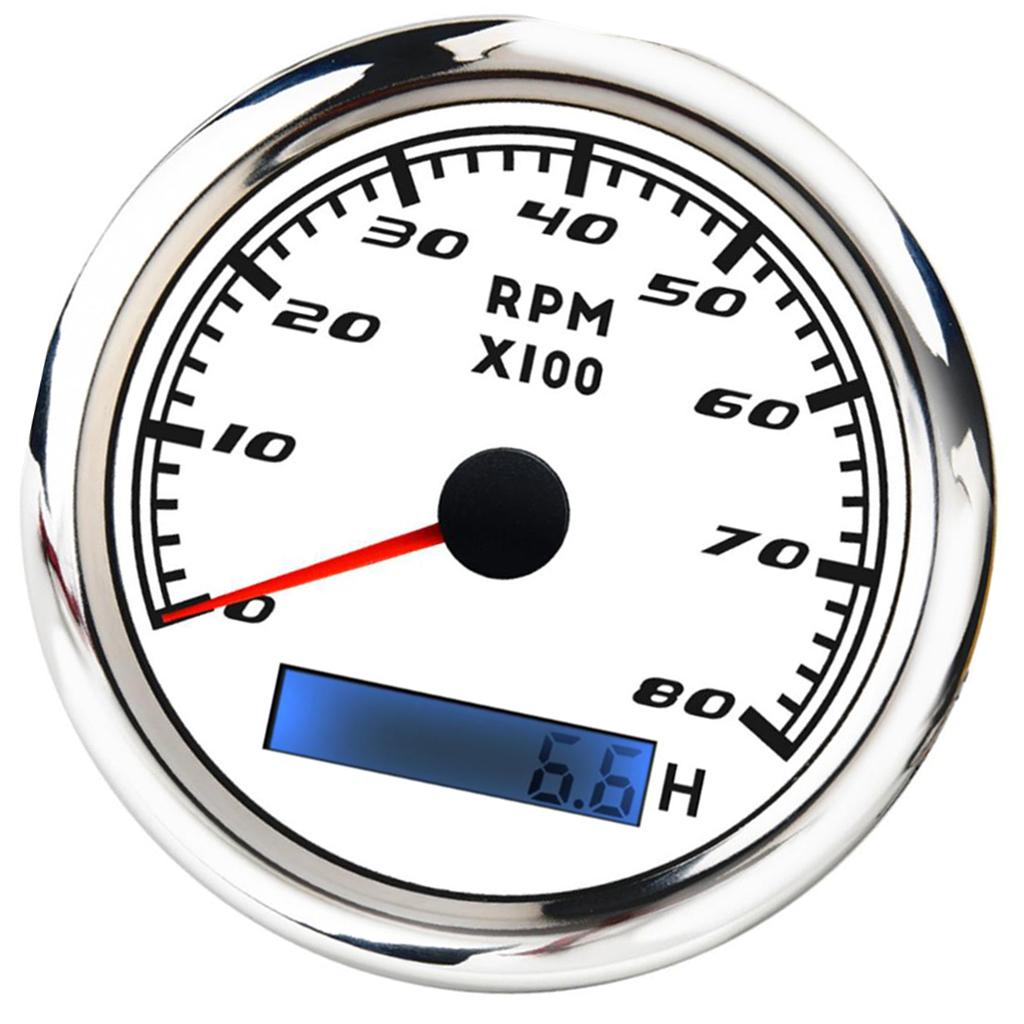 LCD Hour Meter 8-32V 8000 RPM 85mm White K7026