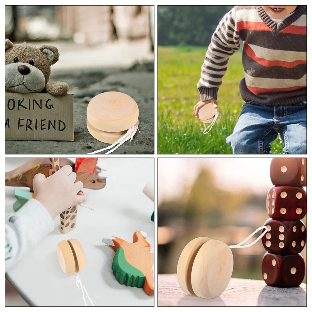 12Pcs Unfinished Wooden Yo-Yo Balls for DIY Hand Painting L6302