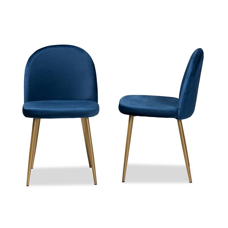 Navy Blue and Gold Metal 2-Piece Dining Chair Set F28525