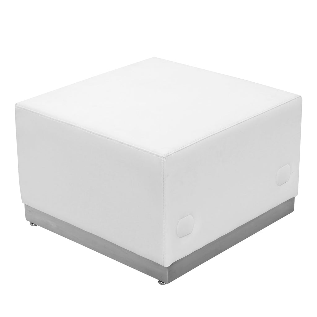 Black LeatherSoft Ottoman with Stainless Steel Base P977