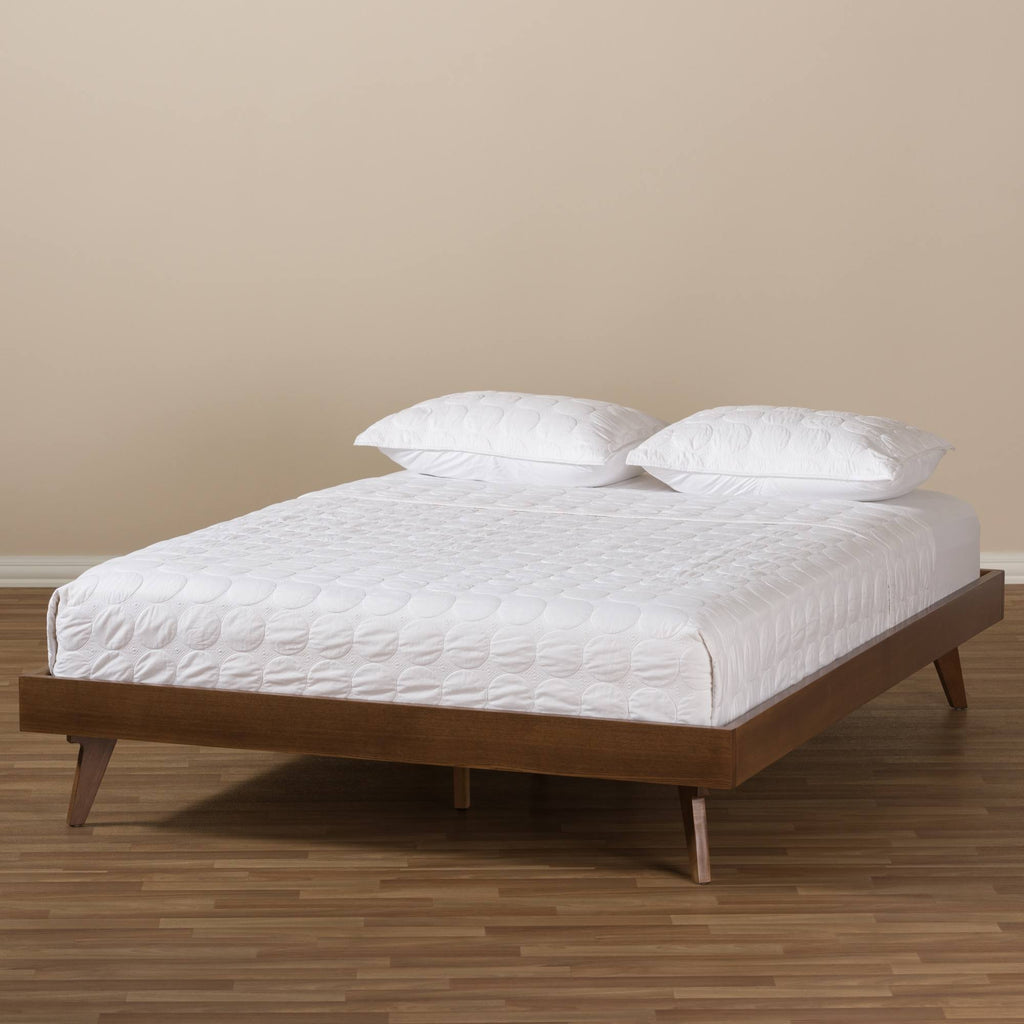 Solid Wood Bed Frame Full / Walnut Brown Y3582