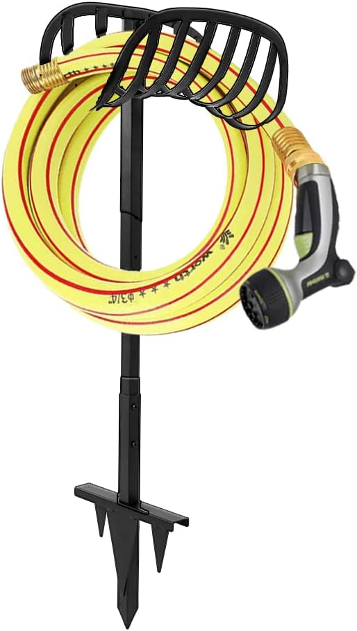 Black Pack of 2 Freestanding Hose Holder Stand Rack K9885
