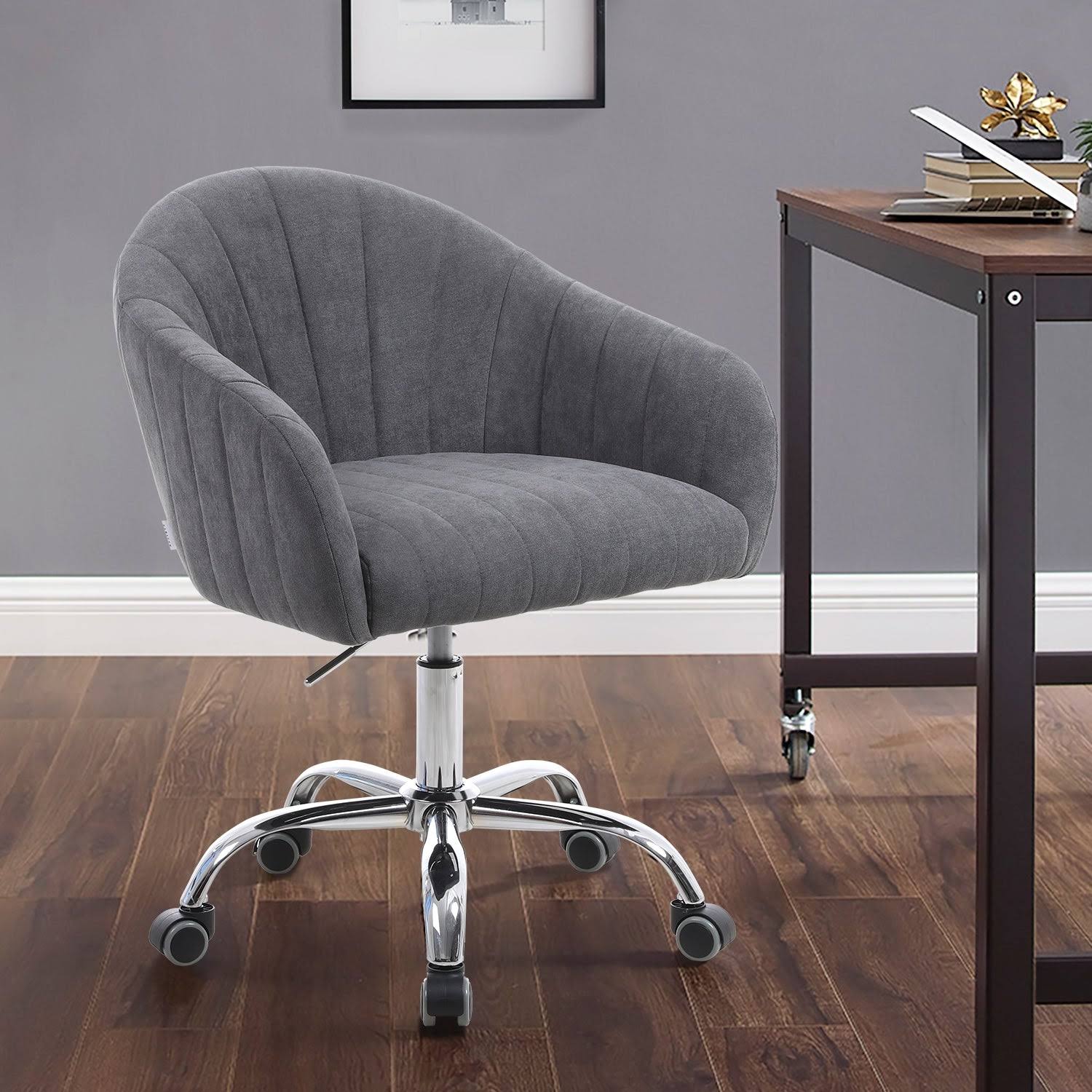 Camel Linen Upholstered Swivel Adjustable Height Task Chair Y587