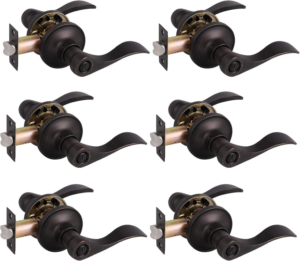 10 Sets Brushed Nickel Interior Door Handles Privacy Locks Levers X2583