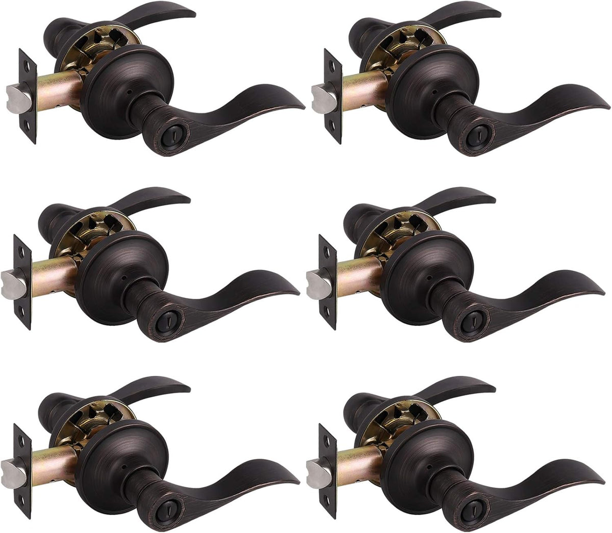 10 Sets Brushed Nickel Interior Door Handles Privacy Locks Levers X2583