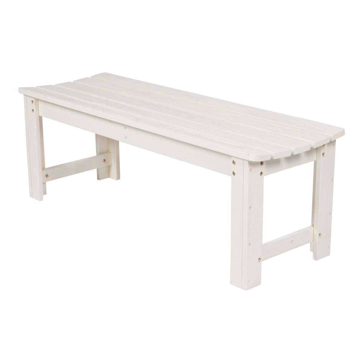 Backless Garden Bench, 4 ft, Eggshell White L636