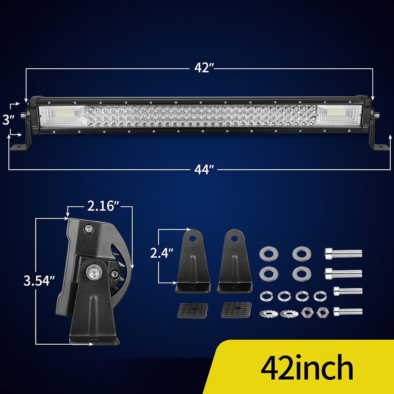 42" Curved LED Light Bar Triple Row 540W 54000LM Off Road Driving Light Pack of 2 Y86622