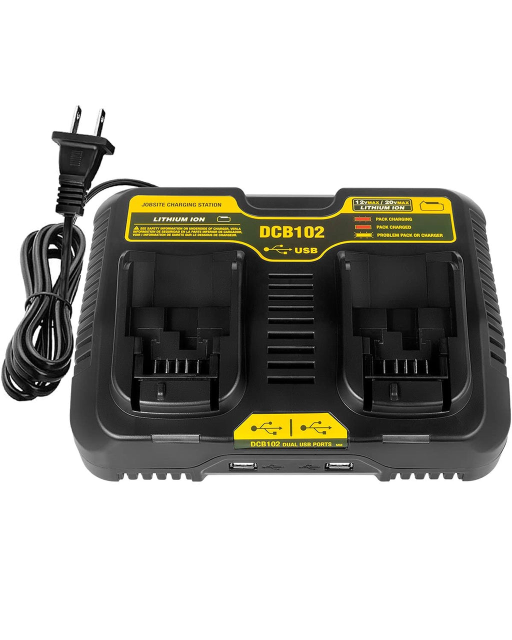 Replacement for DeWalt 12V-20V Max Li-Ion Battery Charger Dual Port K536