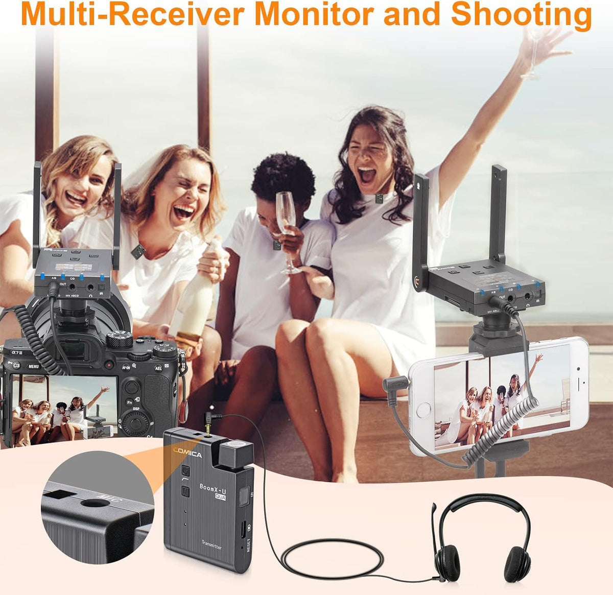 UHF Wireless Lavalier Microphone with 4 Transmitters and 1 Receiver N38007