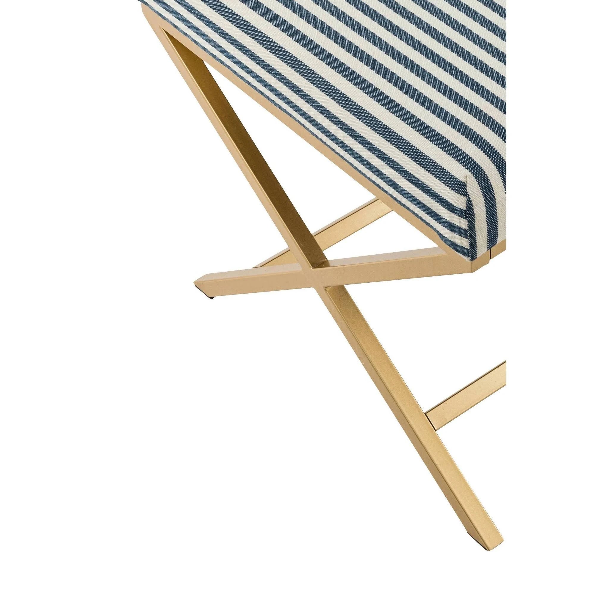 Navy Striped Square Ottoman N7401