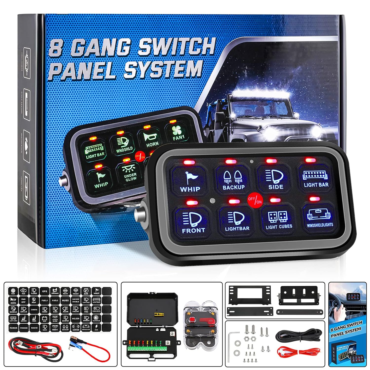 8 Gang Switch Panel with Solid State Relay B948