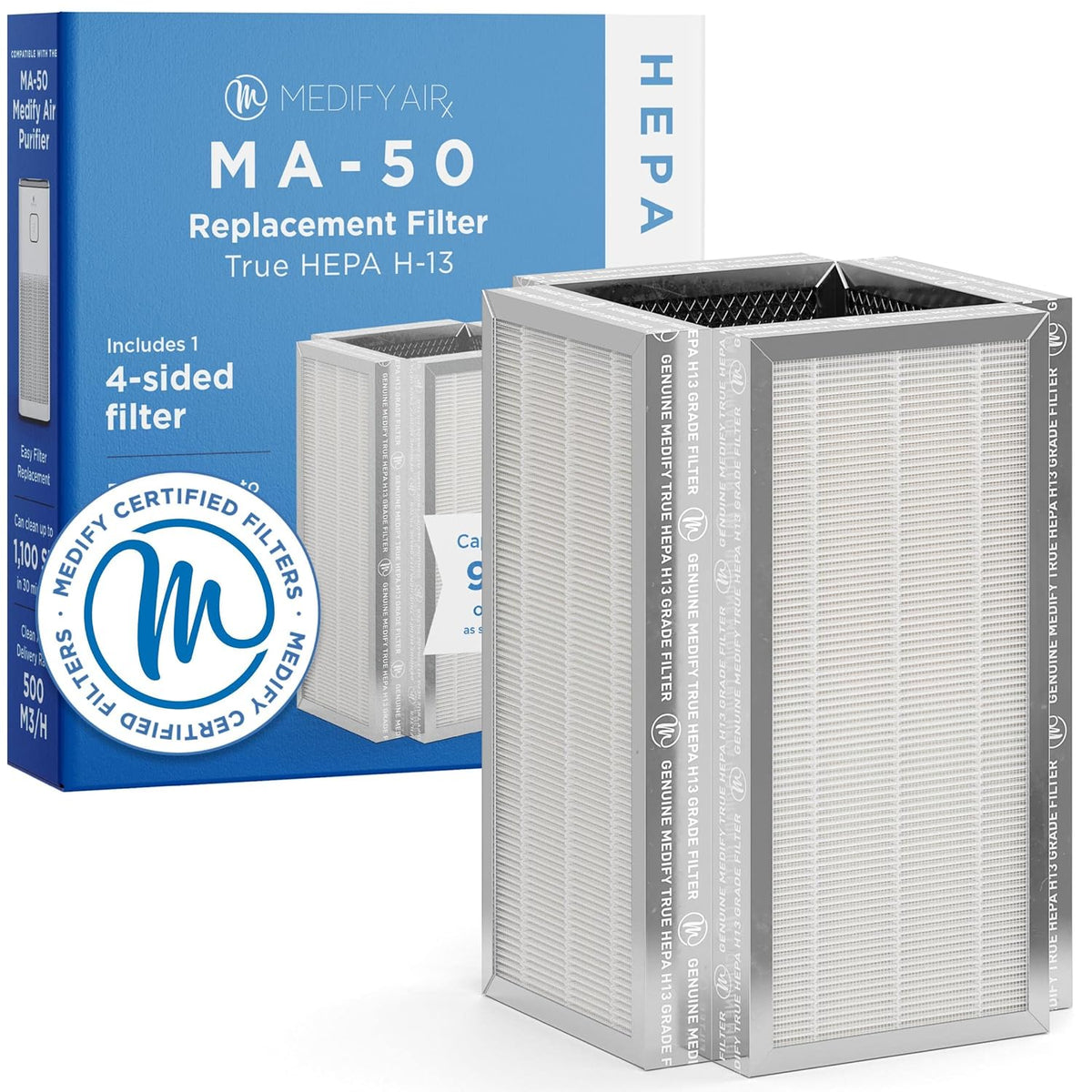 Medify MA-50 Genuine Replacement Filter 3 in 1 H13 HEPA 1-Pack Pack of 2 J178151
