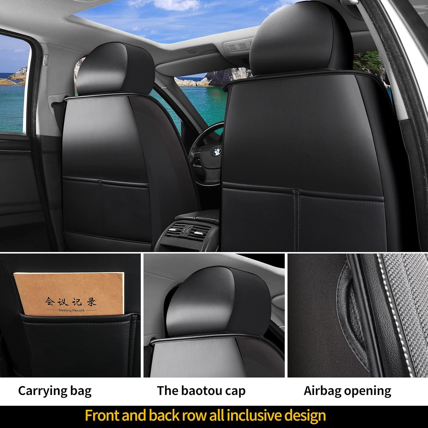 Beige Breathable Mesh Car Seat Cover 2 PCS Front Seat Y536090