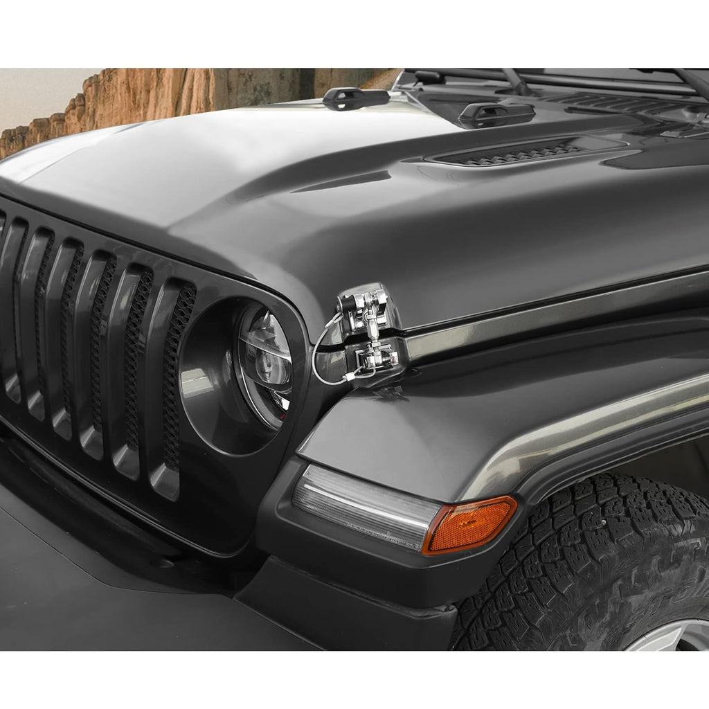 Hood Latches for Jeep Wrangler JL JT, Aluminum Alloy, Chrome, Pack of 2 B4091