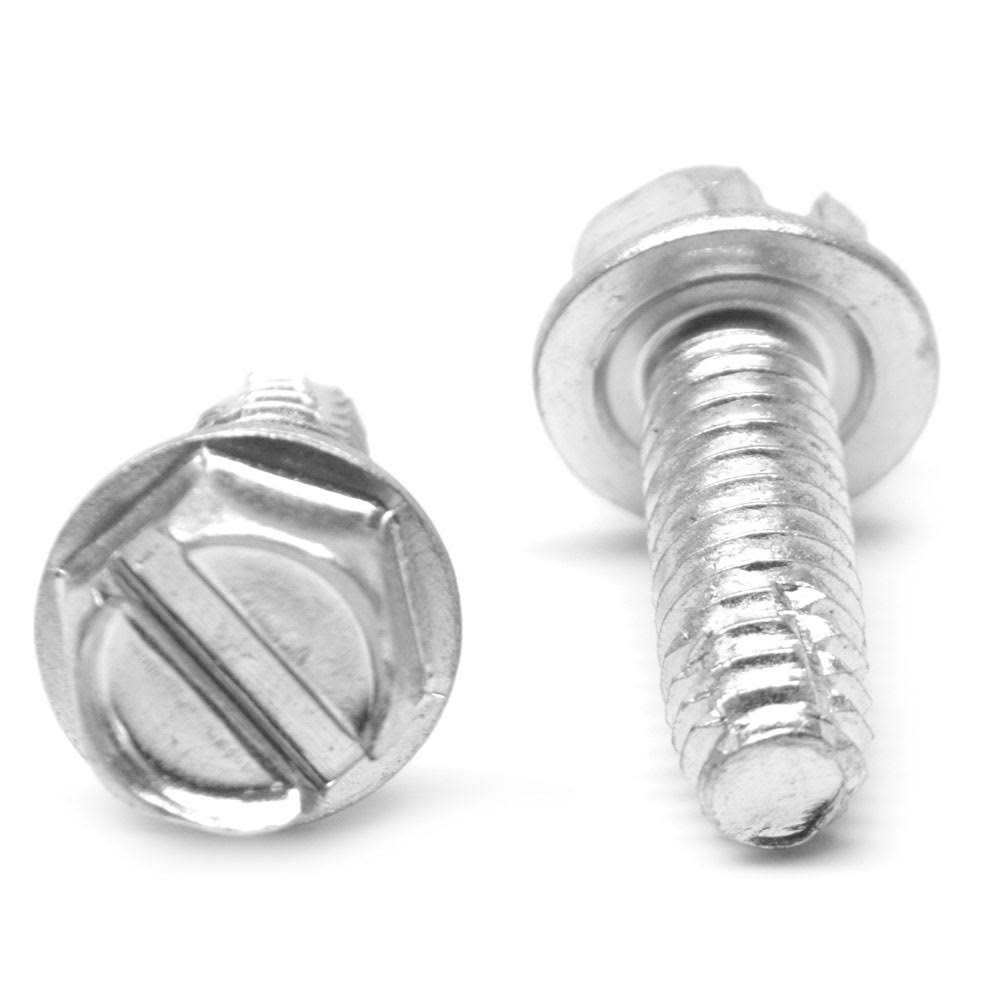#8-32 x 3/8 Coarse Thread Thread Cutting Screw Slotted Hex Washer Head Low Carbon Steel Zinc Plated J982697