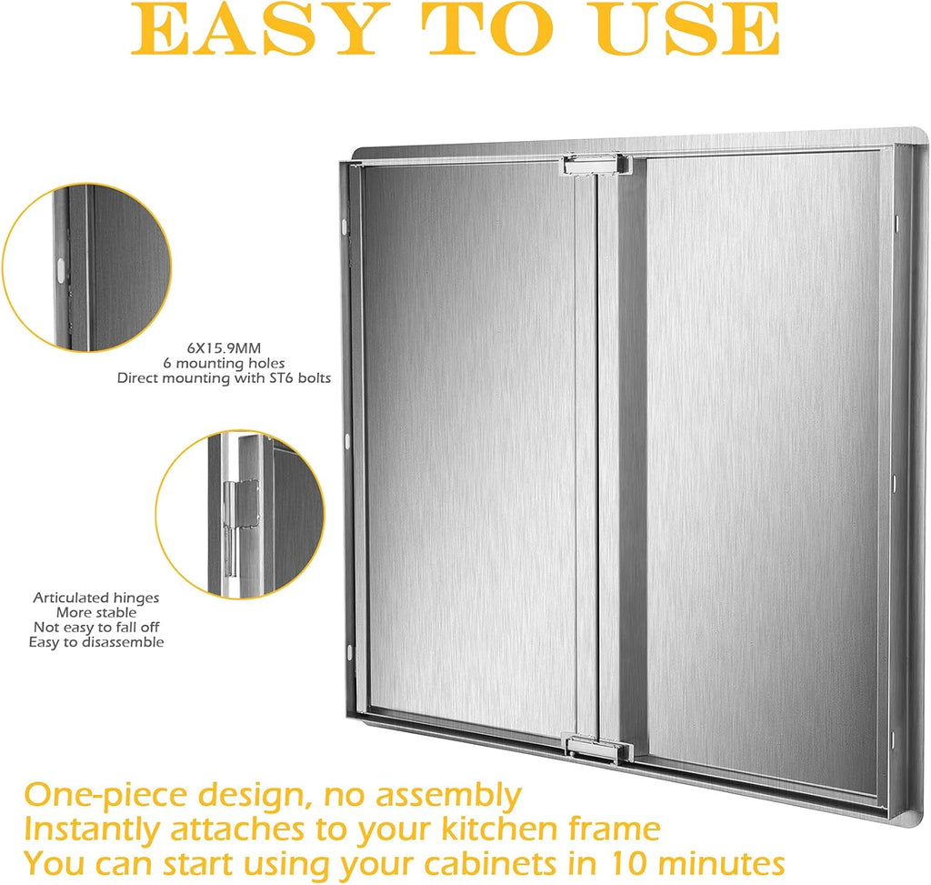 Stainless Steel Double Wall Outdoor Kitchen BBQ Access Door 33W x 23H Inch Z414444