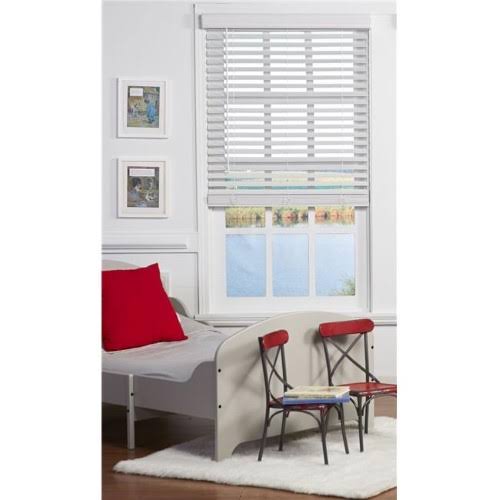 Cordless Faux Wood Blind White 66 x 48 in. P156417