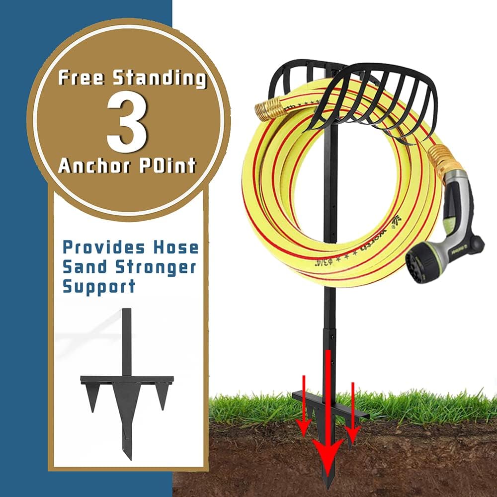 Black Pack of 2 Freestanding Hose Holder Stand Rack K9885