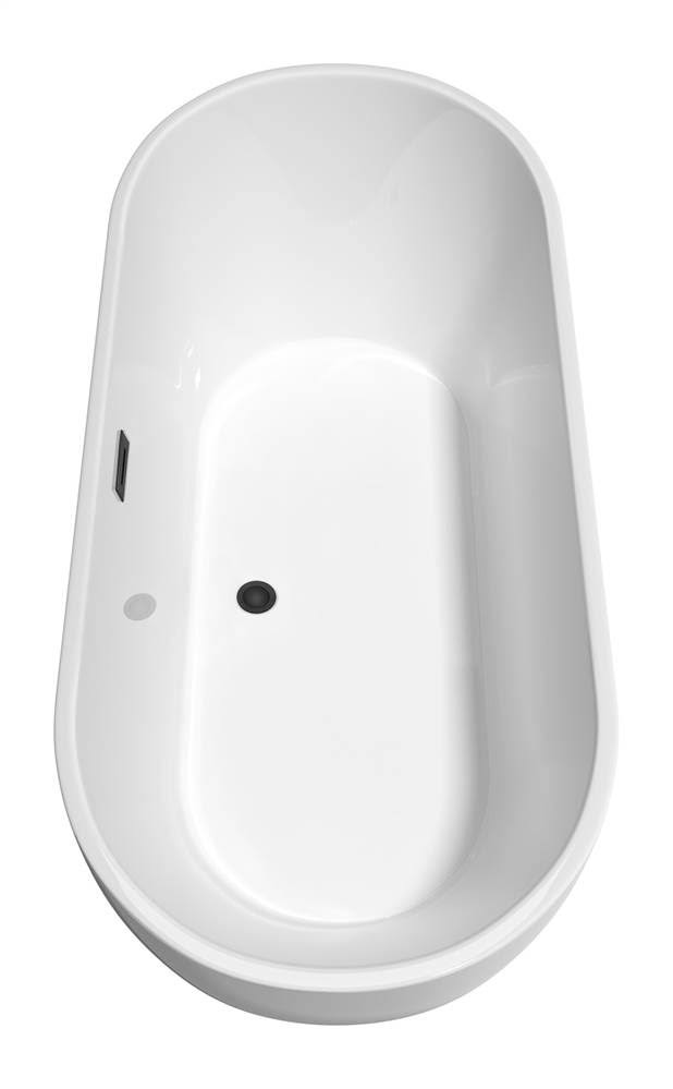 White Freestanding Bathtub with Matte Black Drain and Overflow Trim C5521