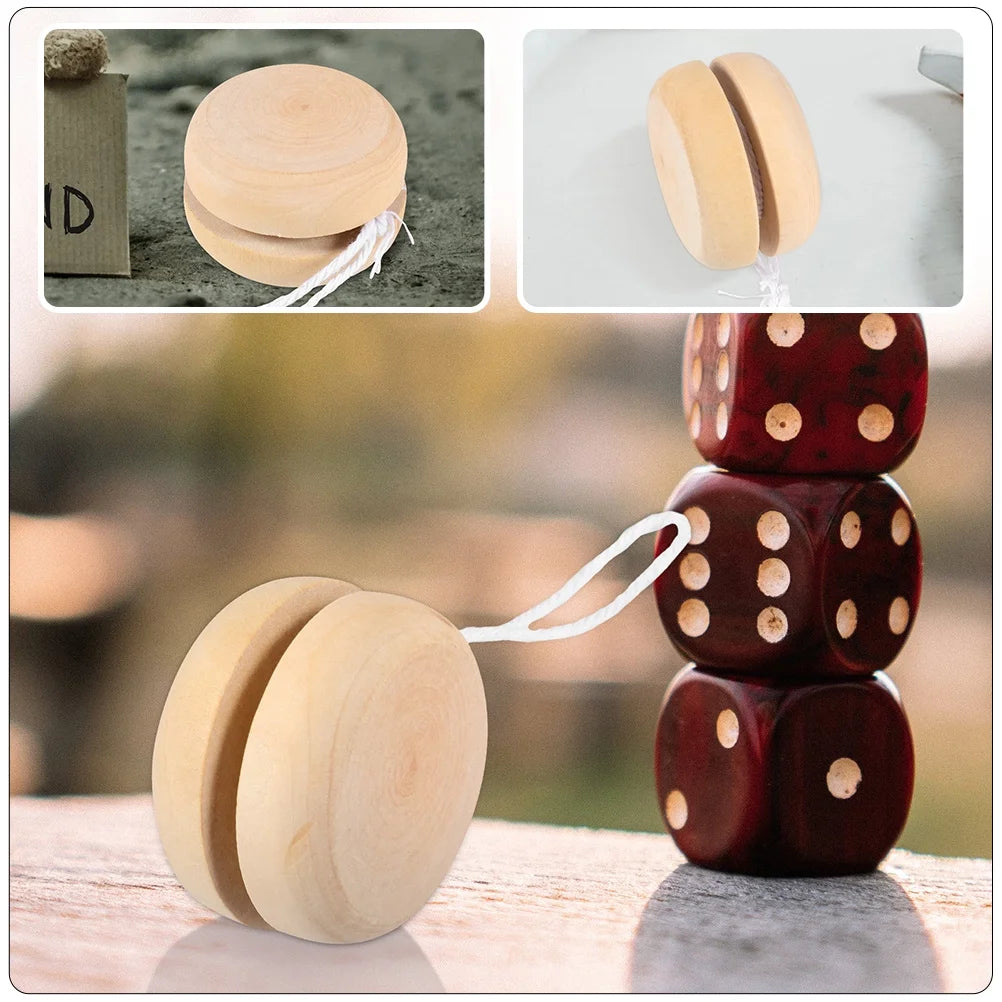 12Pcs Unfinished Wooden Yo-Yo Balls for DIY Hand Painting L6302