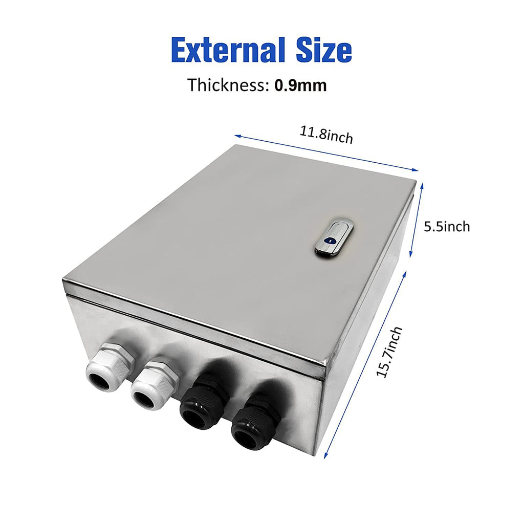 304 Stainless Steel IP65 Waterproof Junction Box with Lock (11.8x 9.8x 5.5) Z681770