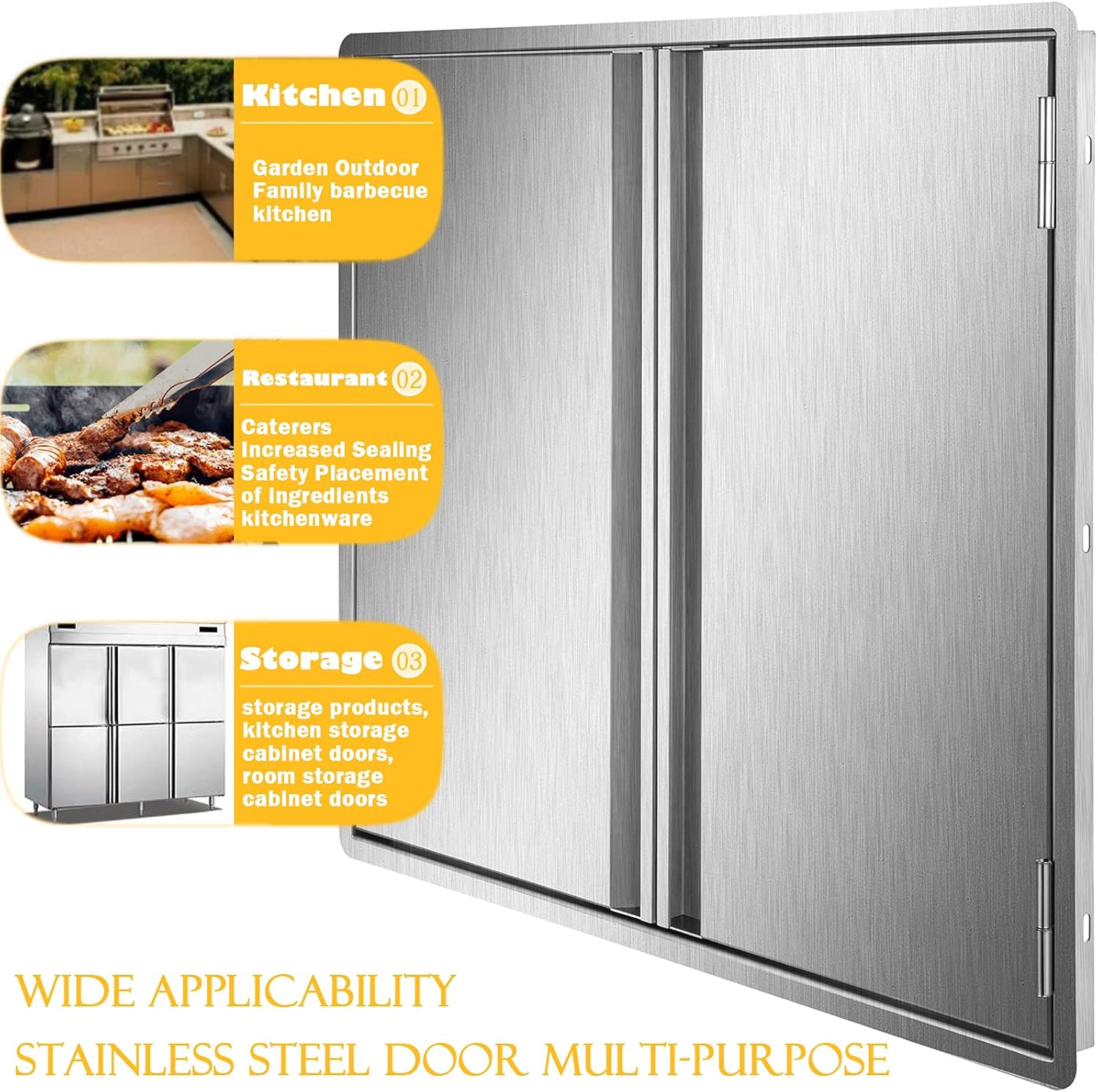 Stainless Steel Double Wall Outdoor Kitchen BBQ Access Door 33W x 23H Inch Z414444