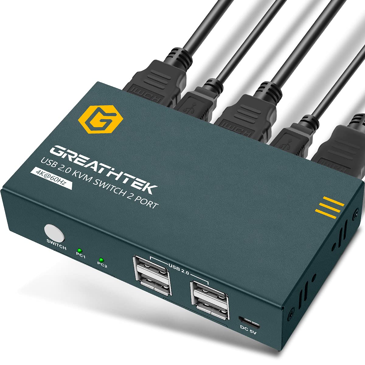 KVM Switch HDMI Dual Monitor 2 Port, UHD 4K@60Hz, with Cables I400989