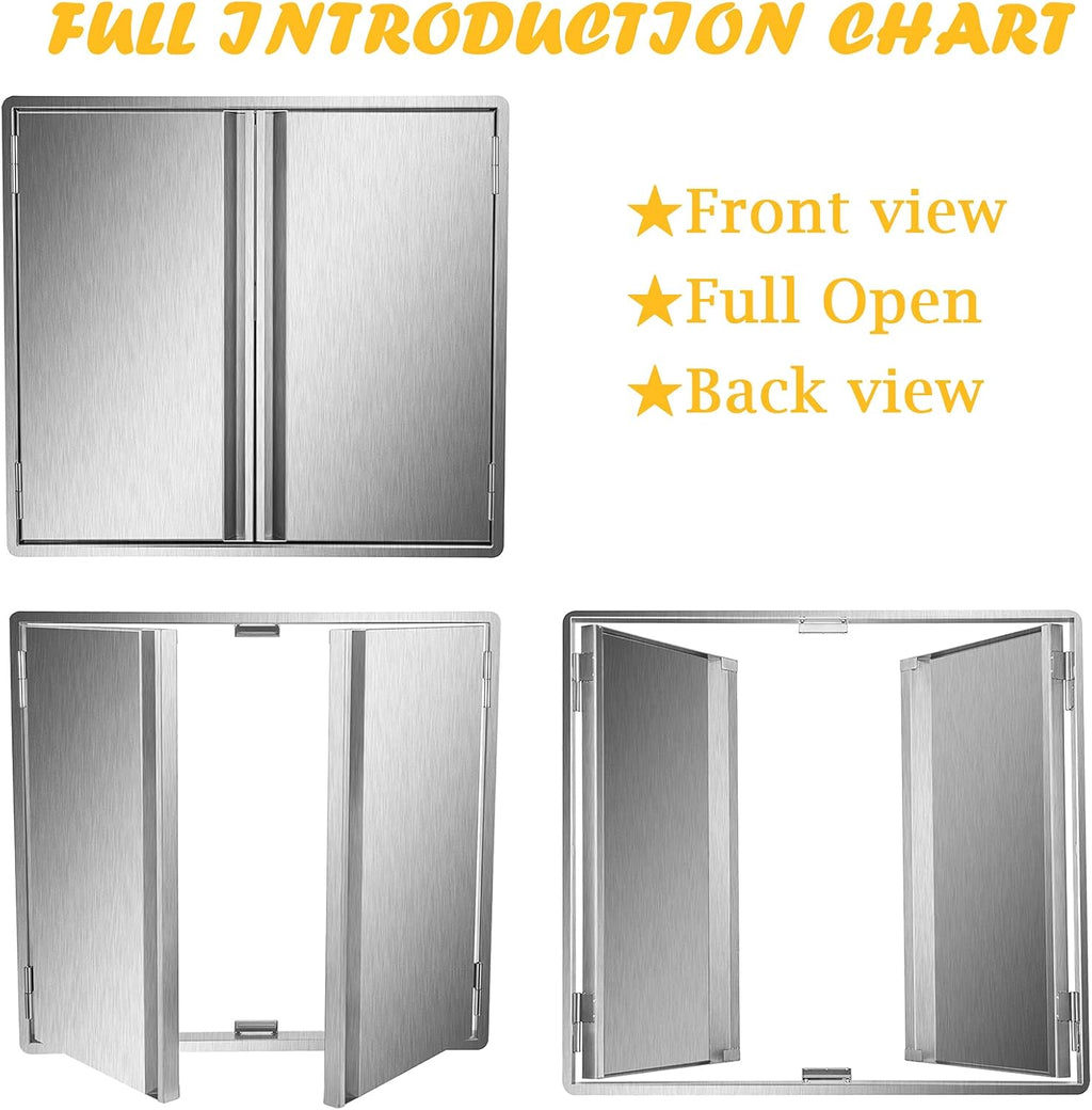 Stainless Steel Double Wall Outdoor Kitchen BBQ Access Door 33W x 23H Inch Z414444