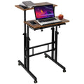Rustic Brown Adjustable Height Rolling Desk Laptop Cart S454768
