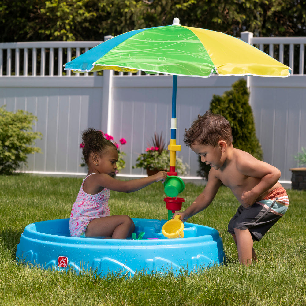 Blue Plastic Kiddie Pool with Umbrella Y381